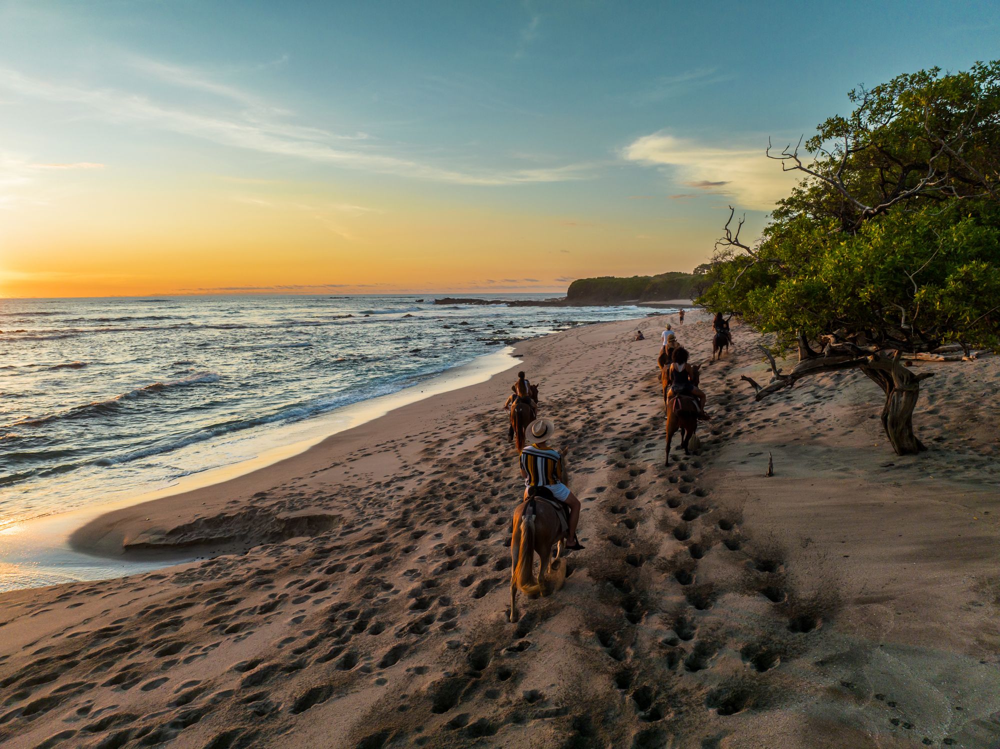 Beach ride at sunset
