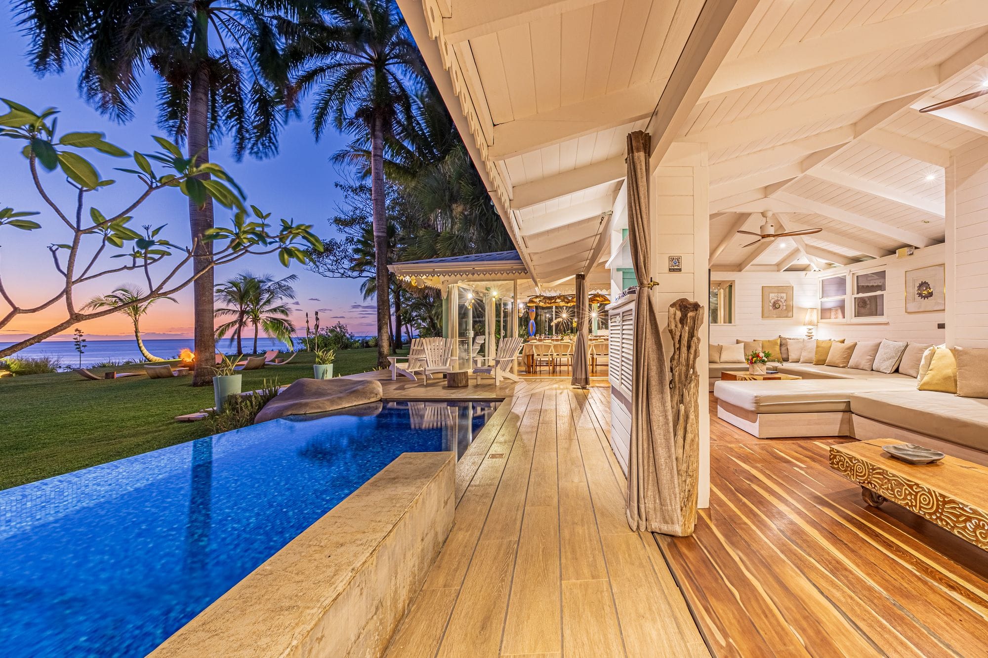 Villa Diosa del Mar pool, deck and ocean sunset